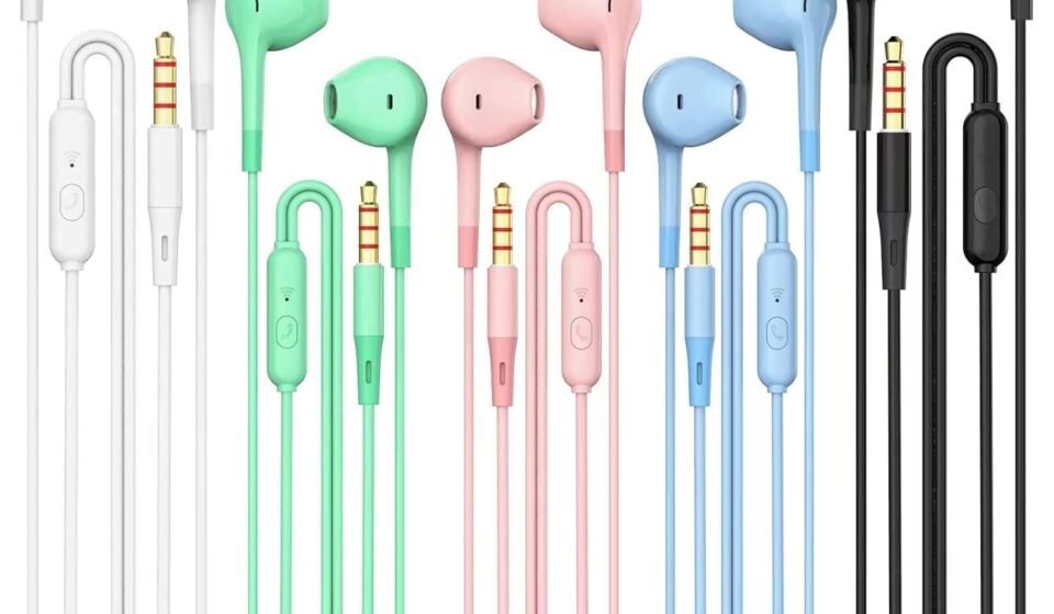 HUOMU Wired Earbuds 5-Pack with Microphone, 3.5mm Stereo Headphones